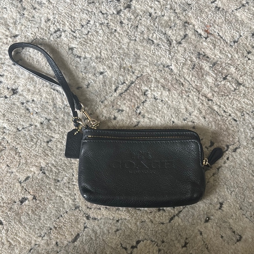 Coach Black Leather Wristlet